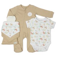 E13386: Baby Unisex Animal Print 5 Piece Gift set (0-9 Months)